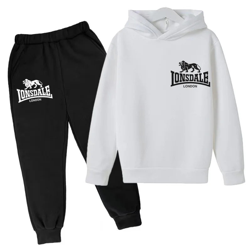 Kids Fashion Hoodie Boys Lion Print Tracksuit Girls Toddler Coat 3-12Y Top+pants 2P Clothing Charming Casual Sports Jogging Set - ATFH