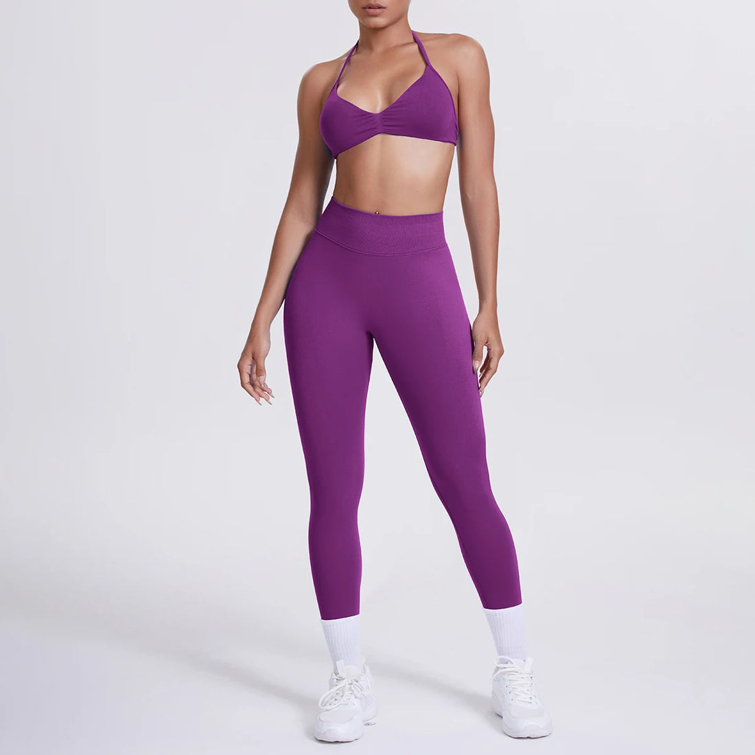 Women 2pcs Patchwork Sport Yoga Suit Training Sleeveless Sport Gym Tops Tummy Control Slimming Booty Leggings Yoga Suit Sports - ATFH