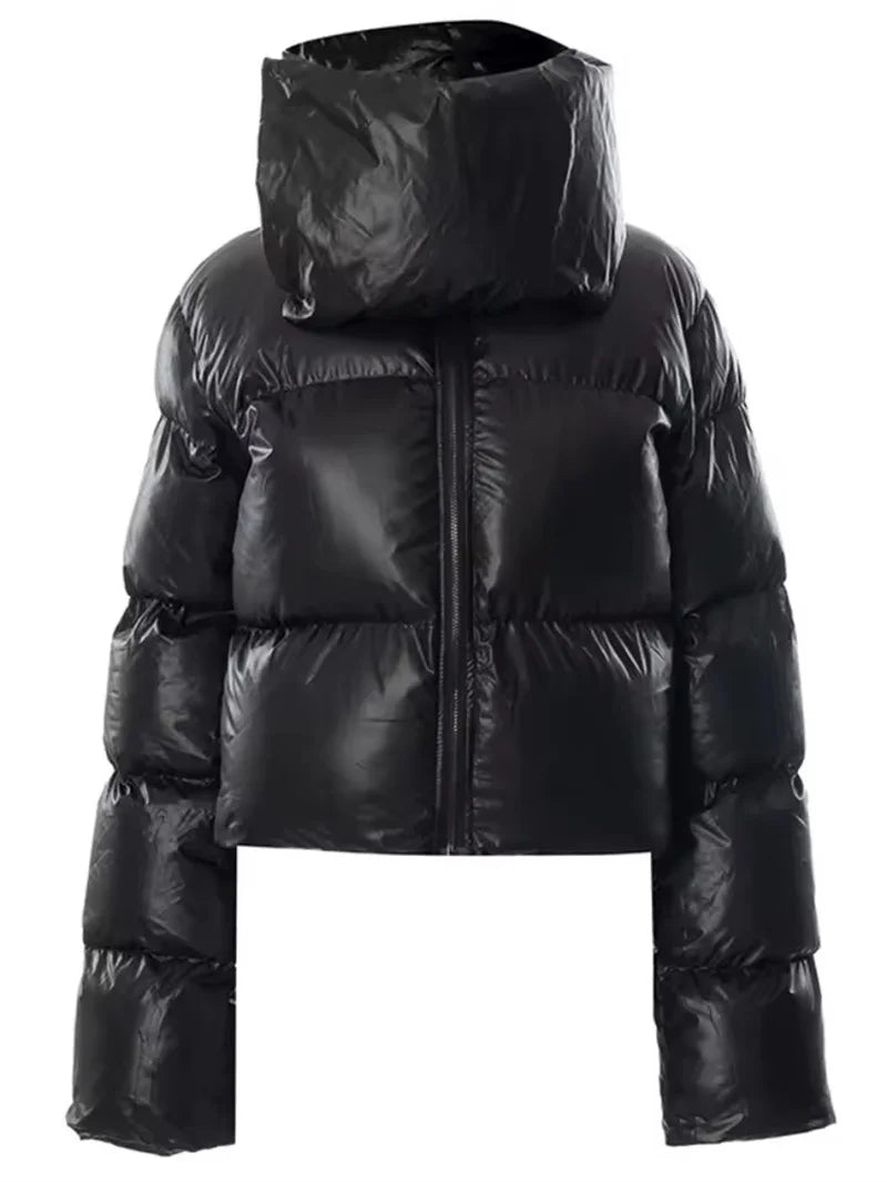Women Winter Casual Warm Cotton Padded Coat Fashion Zipper Scarf Collar Short Puffer Jacket Ladies Green Parkas Streetwear Femal