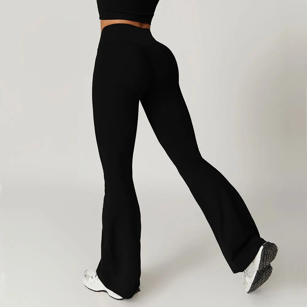 Flared Pants Women Yoga Bell-bottoms Tight Lifting Dance High Waist Tights Sport Pants Gym Running Breathable Fitness Leggings ATFH