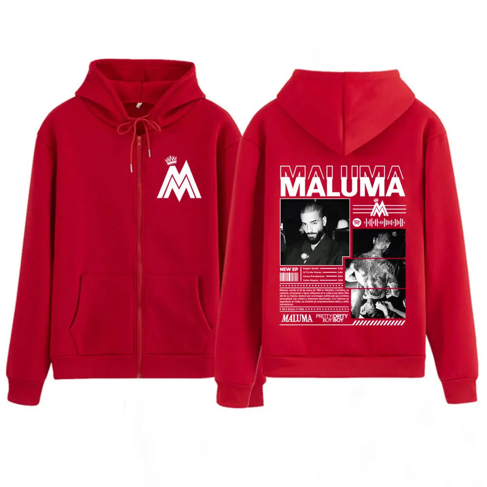 Rapper MALUMA Album Tour 2025 Zipper Hoodie Men Women Fashion Loose Jacket Coats High Quality Casual Hip-hop Vintage Sweatshirts