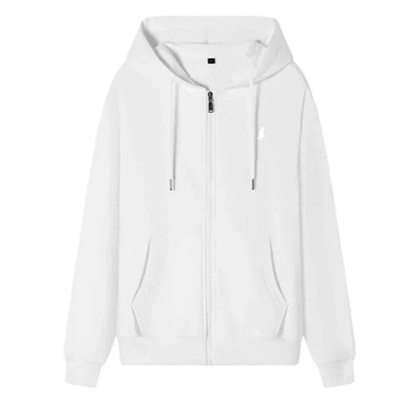 Men's new spring style zipper hooded sweatshirt, fashionable outdoor jogging windproof men's and women's casual sports shirt - ATFH