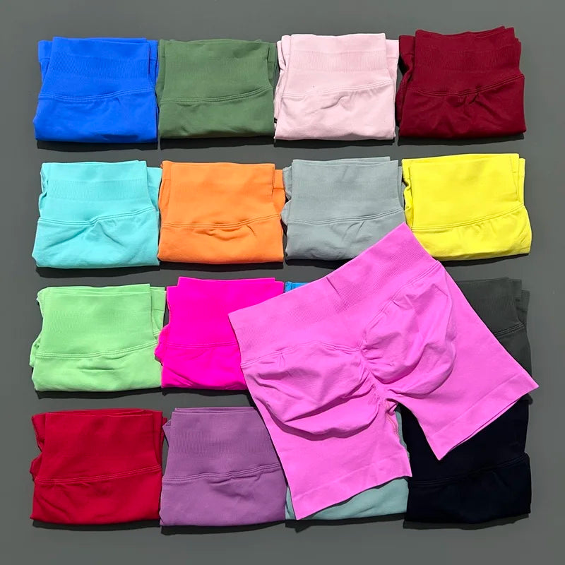 HISTELLO Women Sports Shorts 4.5" Seamless Low Waist Scrunch Bum Butt Lifting Stretch Gym Yoga Workout Fitness Short Leggings Tahsi Fashion House