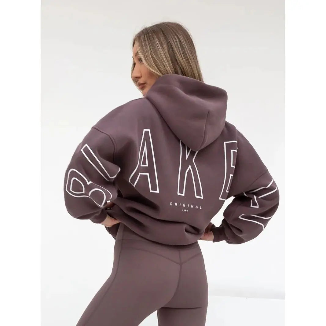 European American Fashion Printed Hooded Hip Hop Sweatshirt 2025 New Cross Border Thickened Versatile Long-sleeved Loose Clothes - ATFH