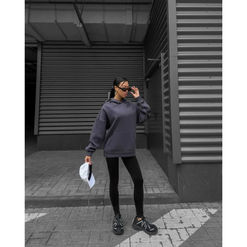 Y2K New in Hoodies & Sweatshirts Winter Fashion Printed Thickened Versatile Long Sleeve Baggy Hoodies Woman Clothing - ATFH