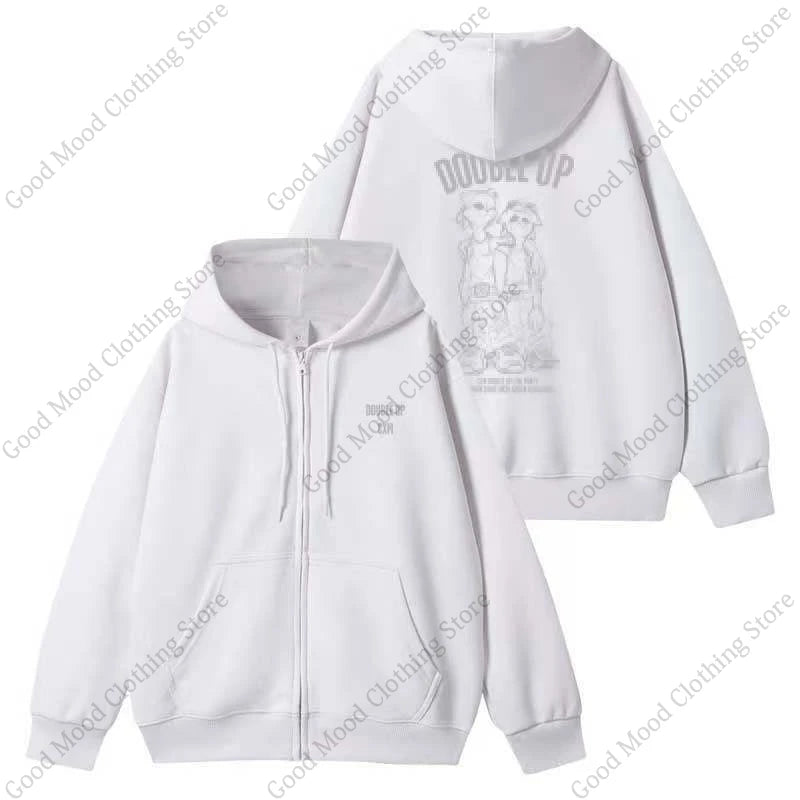 CxM Zipper Hoodies S.COUPS X MINGYU DOUBLE UP Letter Print Sweatshirt Kpop Fashion Men Women High Quality Cotton Thick Hoodie - ATFH