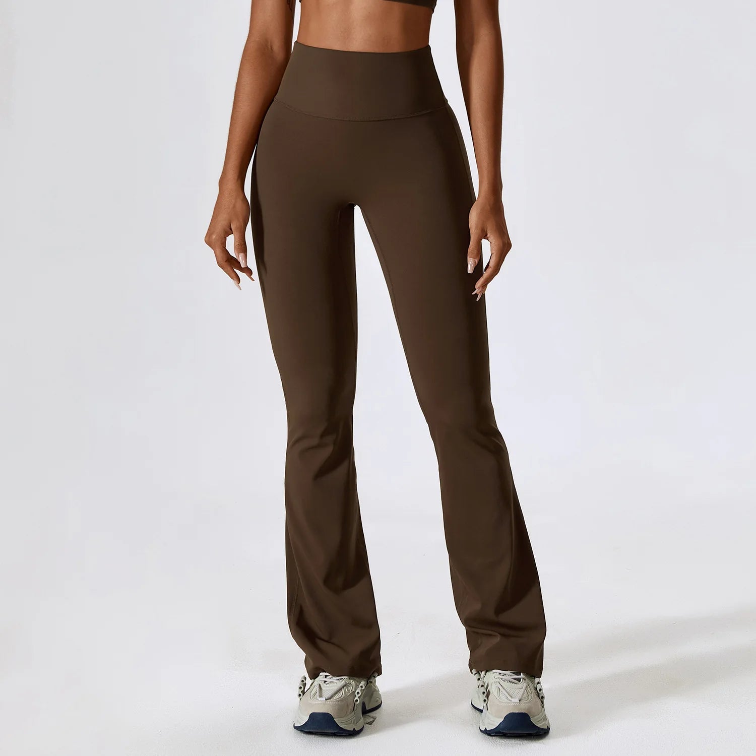 SHINBENE Wide-leg Tight Naked Hip Lift Yoga Flare Dance High-waisted Micro-stretch Casual Sports Pants ATFH