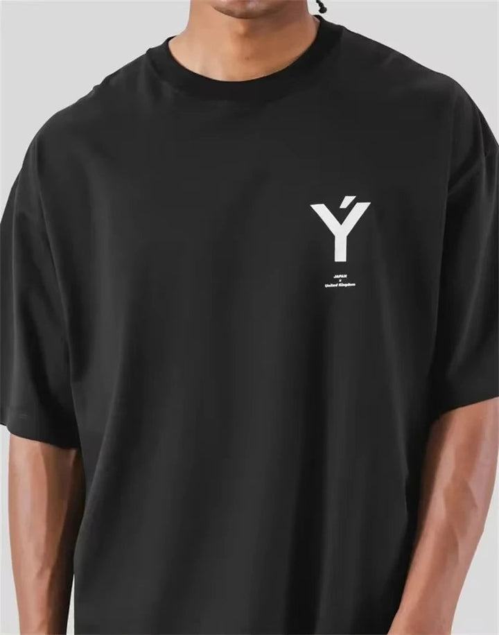 ONE POINT LYFT Print Big T Shirt Men Running Sport Gym Fitness Training Oversize 100% Cotton T-shirt Mens Bodybuilding Tee Tops ATFH