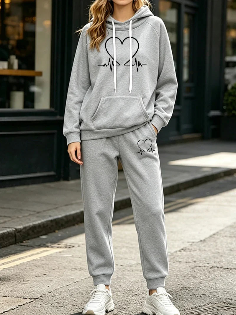 New Womens Tracksuit 2 Pcs Sets Casual Hooded Sweatshirt Outfits Outdoor Sports Clothes 2026 Autumn Winter Warm Woman Pants Suit