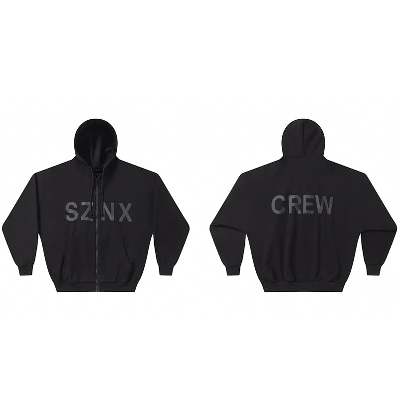 SZNX Kanye West Same Style American Street Loose Men Women Couple Kanye Collection Letter Print Zip Up Hoodie - ATFH