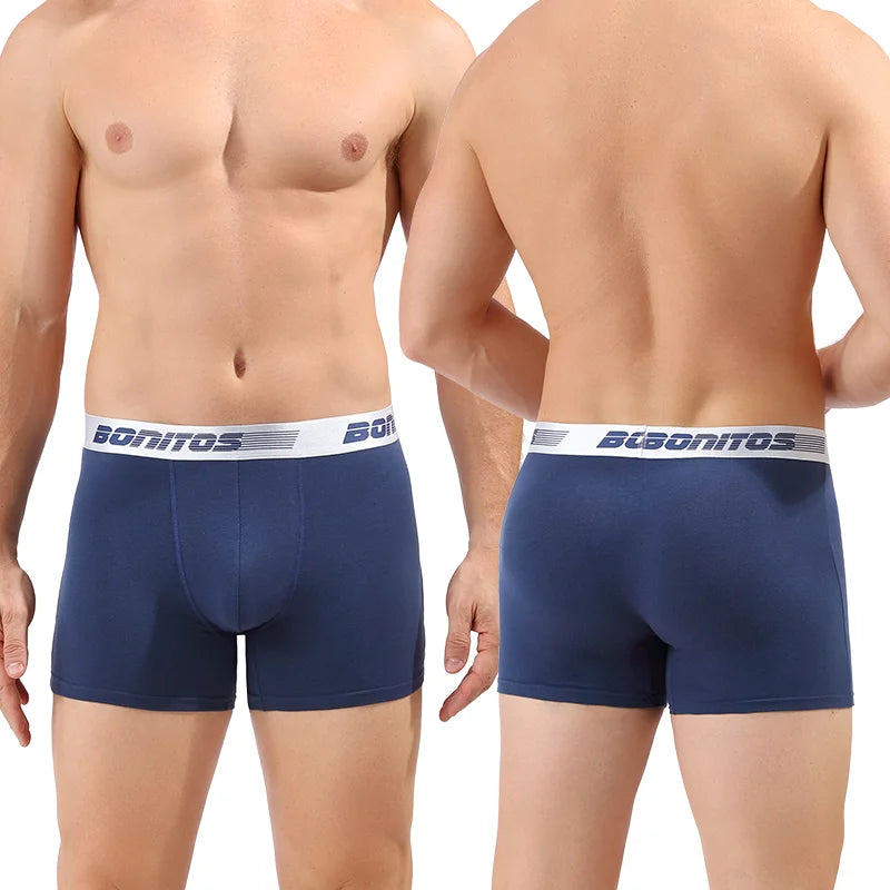 3 Pieces Cotton Men's Panties BONITOS Letter Waistband Boxer Briefs Solid Color Boxers Underwear For Man Classic Men Underpants