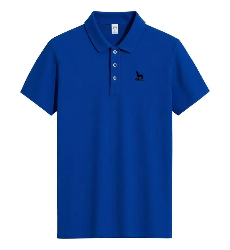 2026 summer new men's collar polo shirt printed short sleeved casual business fashion slim fit men's T-shirt top