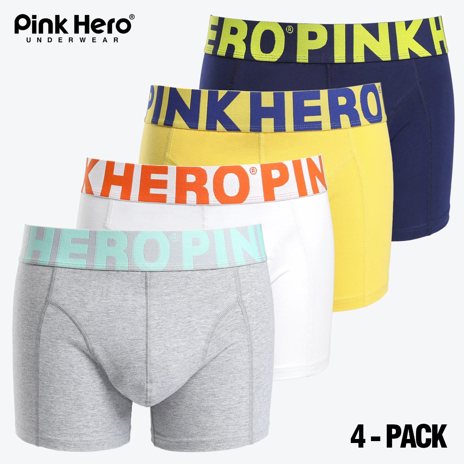 4 PCS PINKHERO Fashion Underpants For Men,Stylish  Comfy And Soft  Slip Homme，Cotton Underwear Boxer Briefs,Calzoncillos Hombre