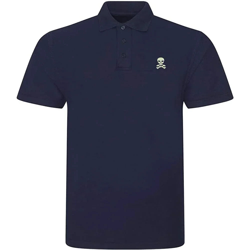 Lyprerazy Men's Polo Shirt Skull and Crossbones Embroidered Short Sleeve Polo-Shirt Embroidery Casual Golf Shirt