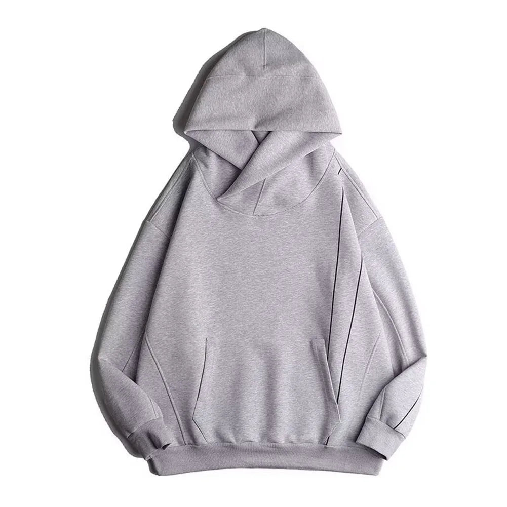 Men's Casual Hooded Turtleneck Sweatshirt Japanese Retro Y2K Style Loose Fit Pullover Long Sleeve for Spring Autumn Season - ATFH