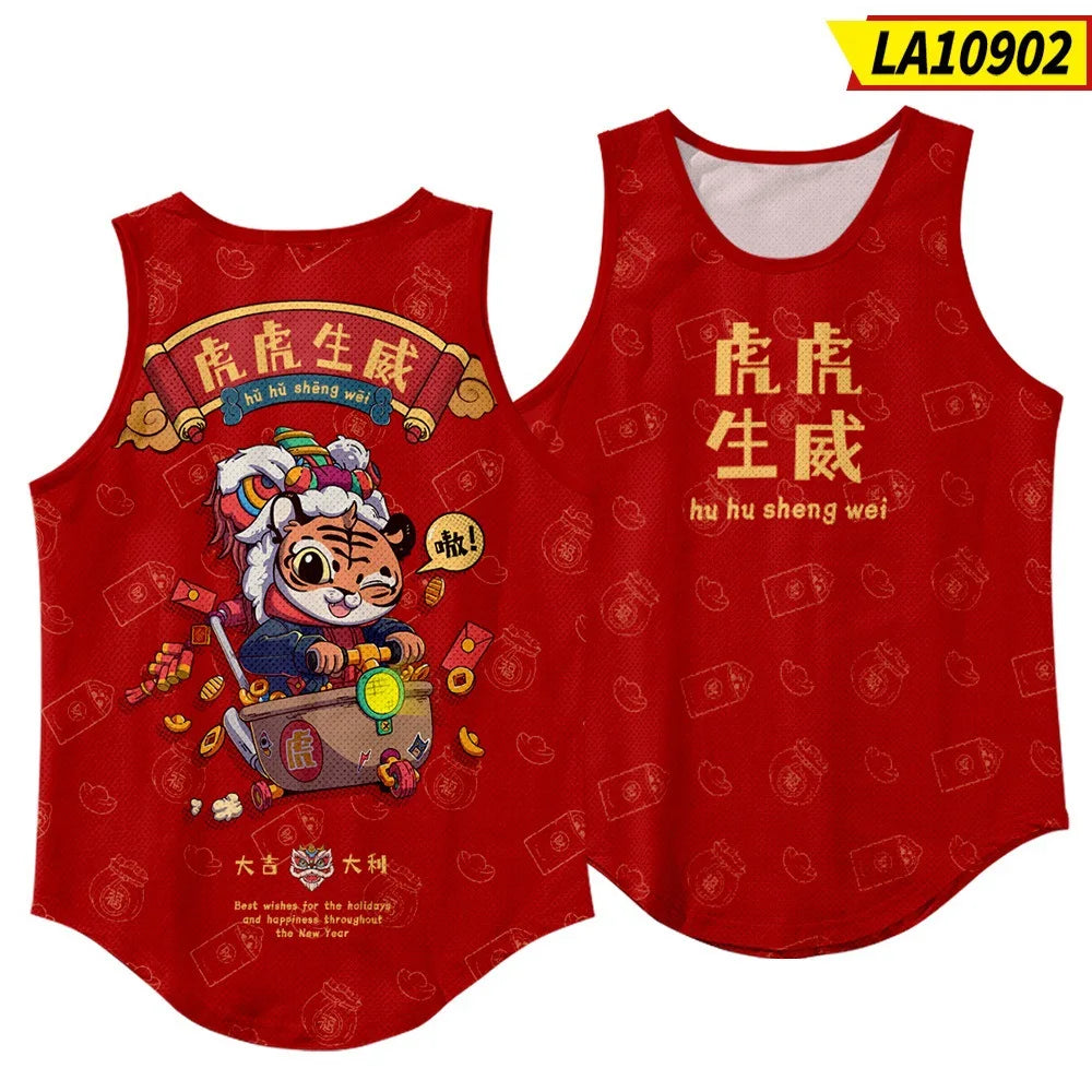 Summer Workout Black Print Sleeveless Beach Undershirt Vest Men Tank Top Gym Stringer Singlets Fitness Clothing