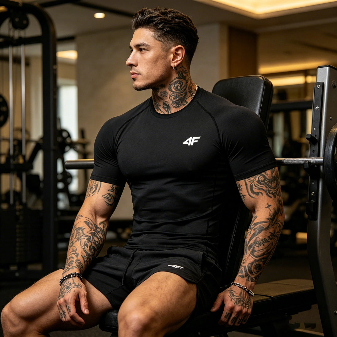 4F men's compression T-shirt fitness sports running T-shirt Rashgard top T-shirt quick drying short sleeved T-shirtS-3XL