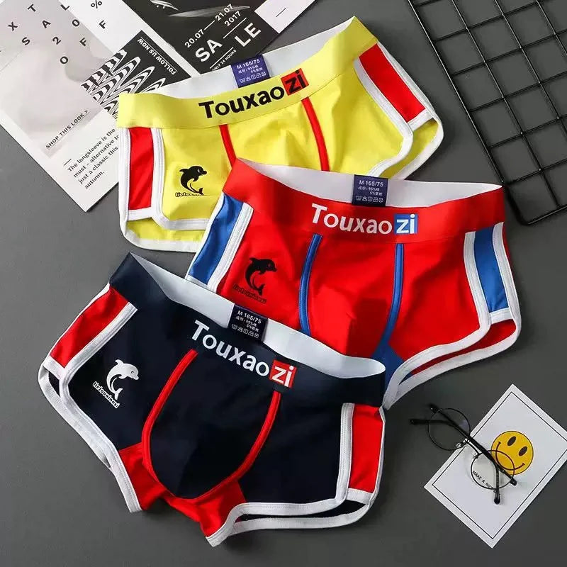 3PCS/Lot Cotton Comfortable Breathable Boxer Shorts Printed Men's Underpants Fashion Youth Underwear Sexy U Bulge Pouch Panties