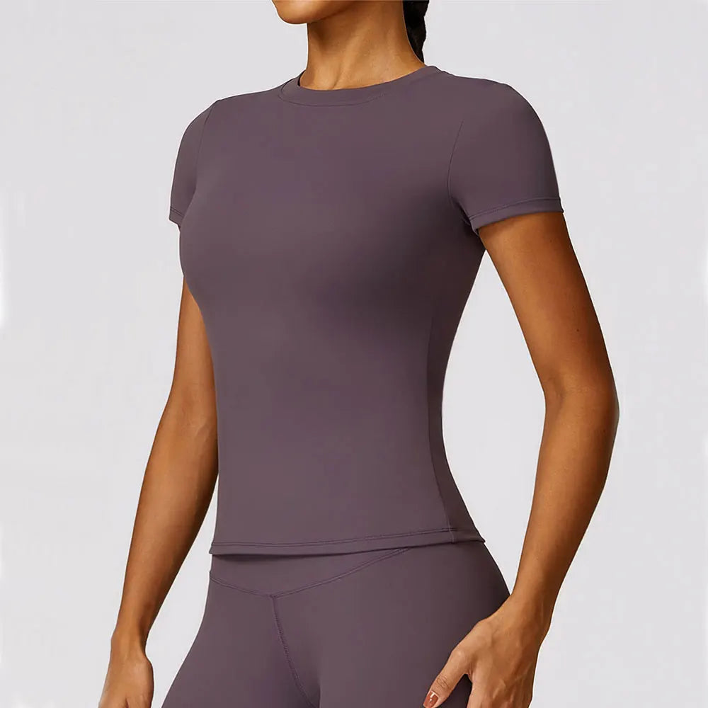 Sexy Women Yoga Top Seamless Sport T Shirts Fitness Clothes Short Sleeve Yoga Shirt Gym Top Running Active Wear Sport Top Femme - ATFH