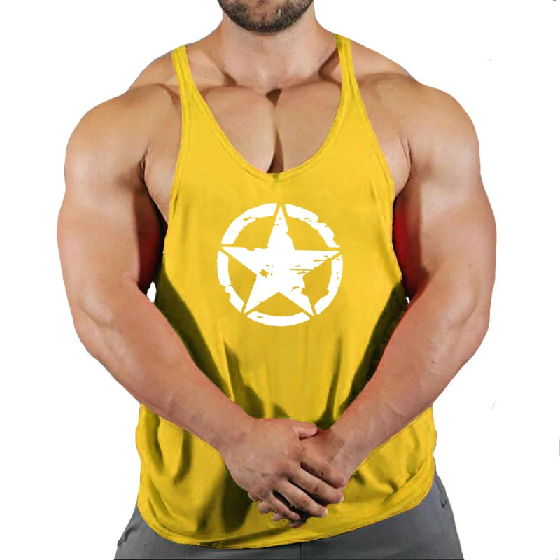 New Arrivals Bodybuilding stringer tank top Captain Cotton Gym sleeveless men Fitness Vest Singlet sportswear workout tanktop
