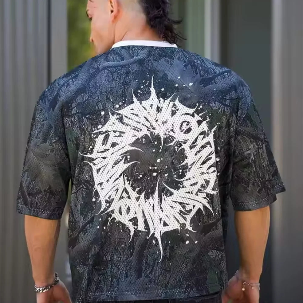 T-shirts Men Summer New Sports Man T-shirts Leisure Mesh Round Neck Fashion Loose And Comfortable Clothing Gym Running Shirts ATFH