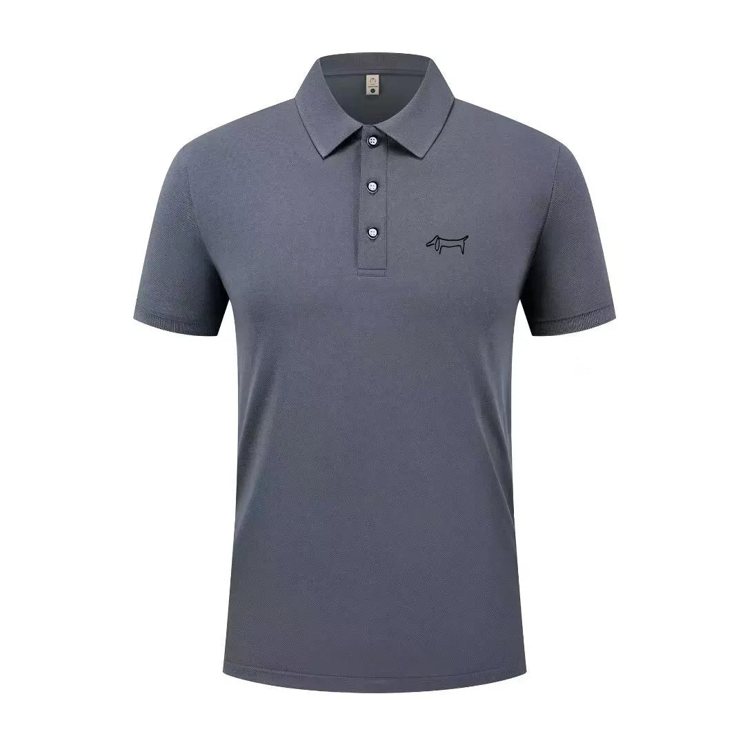 High end luxury men's new T-shirt collar button letter print European style summer hot selling casual sports men's clothing