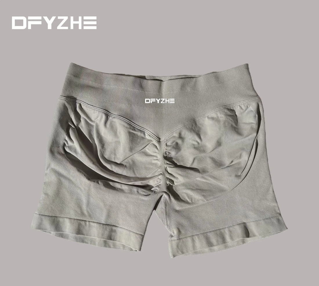 DFYZHE Women's Impact Shorts 4.5" – Seamless High Waist Ribbed Workout Shorts for Yoga Cycling & Fitness Tahsi Fashion House