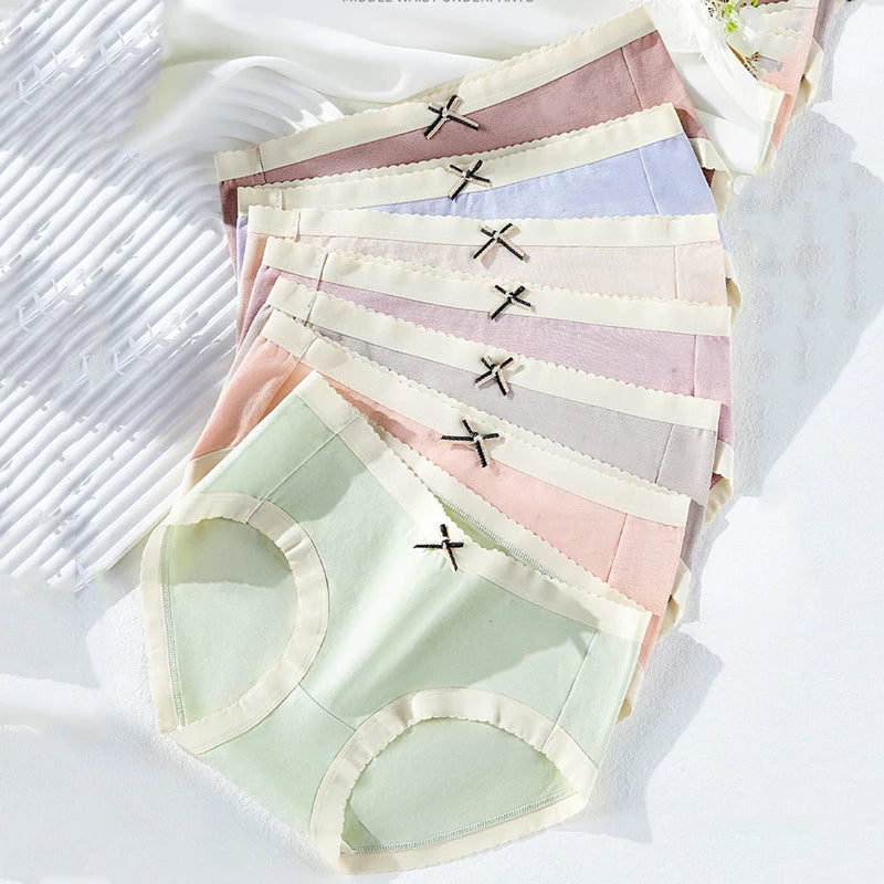 7PCS/Set Cotton Women Panties Breathable Underwear Week Pants Girls Briefs Solid Panty Underpants Sexy Low Waist Female Lingerie