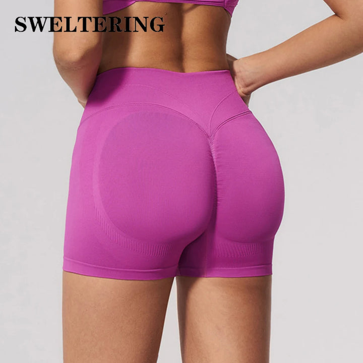 Seamless Solid Color Yoga Shorts Breathable High Waist Sports Shorts Cycling Jogging Fitness Shorts Female Gym Workout Tights