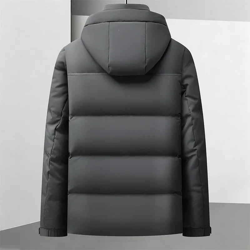 New Arrival Men's Down Jacket Winter Detachable Hat Zipper Version, Youth Business Casual Warm Down Thick Plus Size M-3XL 4XL