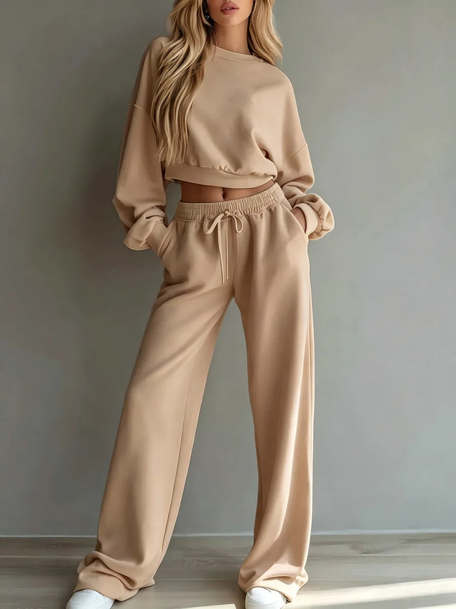 Women's soft Tracksuit Set Warm Autumn Fashion Hoodie Sweatshirts & Long Pants Casual Two-Piece Solid Hoody Pullover Outfit