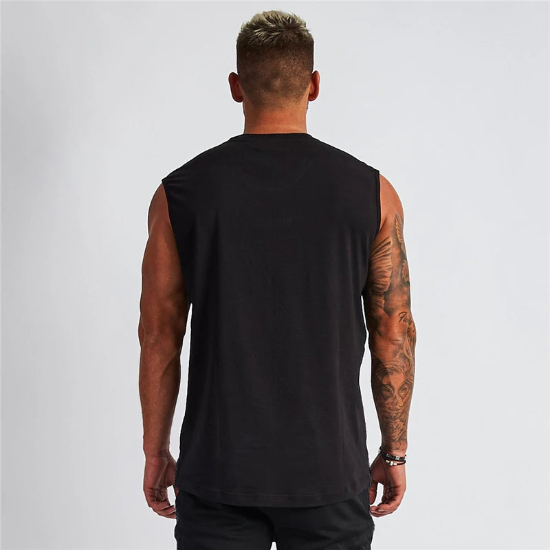 Compression Sleeveless T-Shirts Gym Clothing V Neck Fitness Mens Tank Tops Cotton Bodybuilding Stringer Singlets Workout Vests
