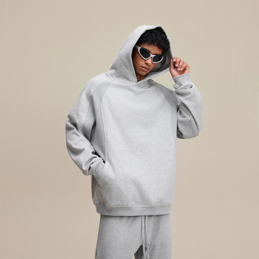 2025 Autumn Winter American Curved Colorblock Fleece Hoodie Men Streetwear Pullover Hoodies Long Sleeve with Pocket Oversized - ATFH