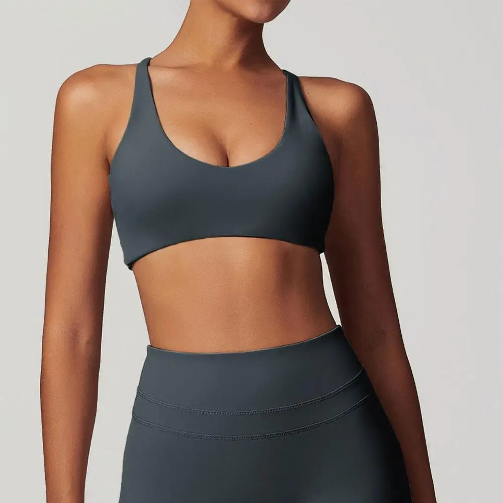 Women Sports Bra Women Fitness Bra Halter Sports Underwear Naked Feel Sexy Yoga Gym Push Up Workout Bra Padded Bralette Bathsuit - ATFH