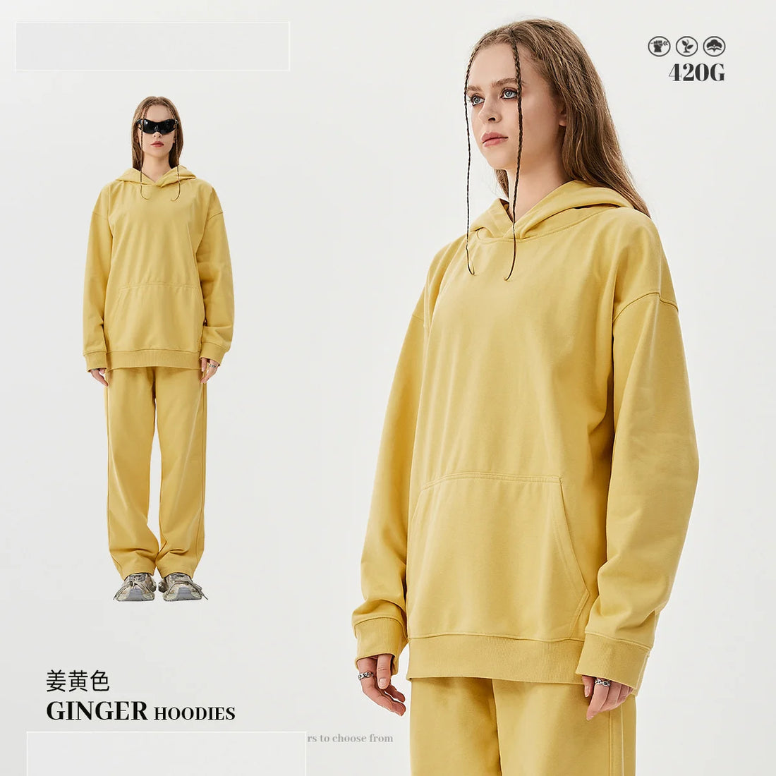 MAQVOB Top Quality Luxury Apparel 420g French Terry Tracksuit Euro US Size Spring Autum Oversize Full Hoodie Tracksuit for Men - ATFH
