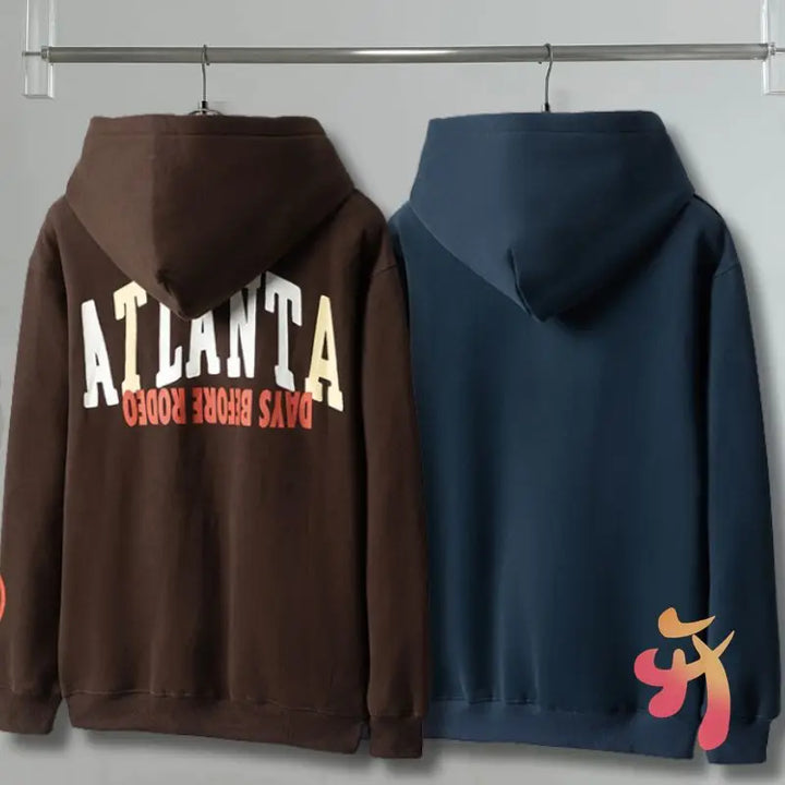 American Street Winter Cactus Jack Hoodie Letter Print Hooded Sweatshirts Casual Loose Fleece Hoodys Men Women Tops - ATFH