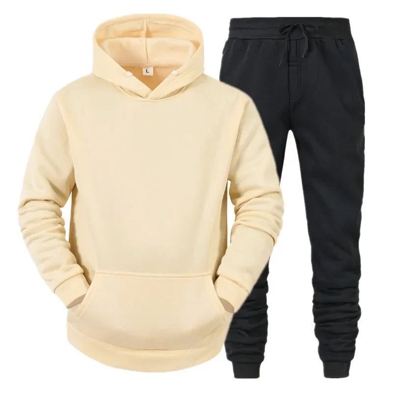 Basic Men/Women 2Pcs/Sets Sweatshirt Hoodies Pants 2024 Male Gyms Fitness Tops Joggers Sportswear Tracksuits ATFH