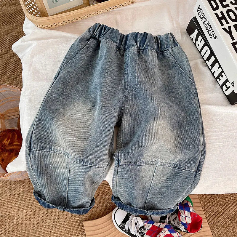 Spring Autumn Toddler Boys Denim Pants Cotton Animepattern Babys Boys Jeans Casual Loose Elastic Waist Trousers For Children Boy ATFH