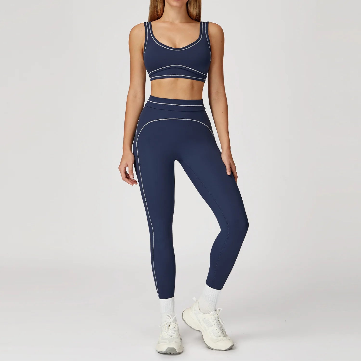 2PCS Yoga Set Gym Clothes Outdoor Sports Outfits Women Tracksuit Gym Fitness Suits Workout Long Sleeved Flared Pants Sportswear - ATFH