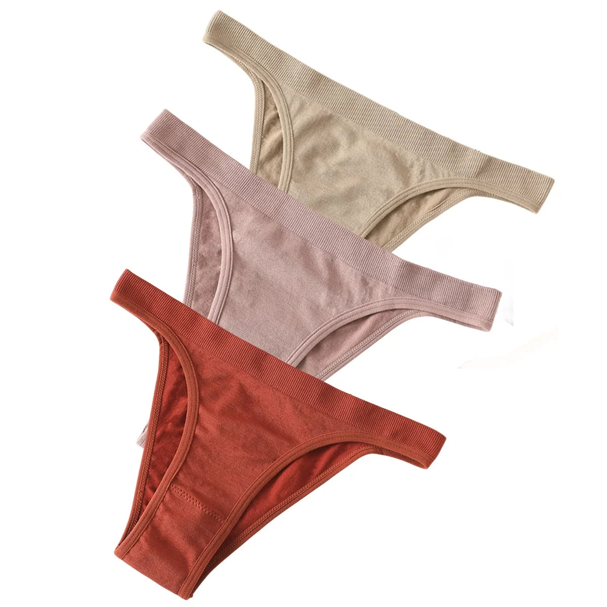 3Pcs/Set Women High Cut Brazilian Panties High Rise Seamless Underwear Soft Stretch Sports Soft Briefs Ladies Sexy Lingerie M-L