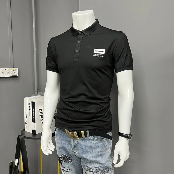 Men's Polo T-shirt Short Sleeved  Lapel Collar Tops Causal Daily Wear Lapel Collar Male Tees Summer New Trend Slim Man Cloting