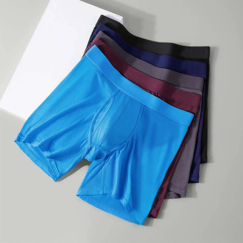 8Pcs Bamboo Fiber Boxers Man Breathable Long Boxer Soft Touch Men's Clothing U Convex Male Underpants Anti-Curling Underwear Man