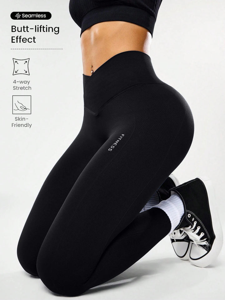 Bestselling Women's High-Waisted Tummy Control Peach Ass Running Fitness Leggings with V-Back, Breathable, Quick-Dry, and Lifted - ATFH