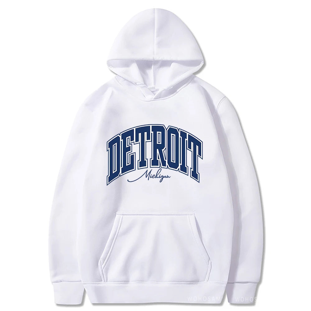 American Retro DETROIT Letter Print Hoodies For Men Women Harajuku Pullover Clothes Hip Hop Y2k Long Sleeve Pullover Sweatshirts - ATFH