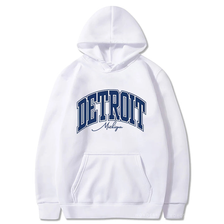 American Retro DETROIT Letter Print Hoodies For Men Women Harajuku Pullover Clothes Hip Hop Y2k Long Sleeve Pullover Sweatshirts - ATFH