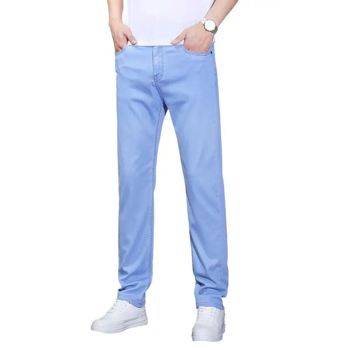 New Business Men's Jeans Summer Casual Straight Stretch Fashion Classic Lightweight Versatile Work Denim Trousers Male Clothing ATFH