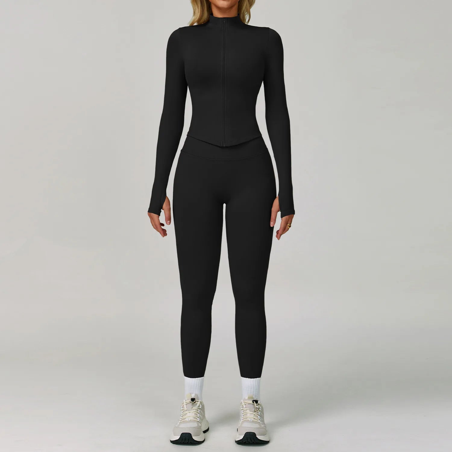 Seamless Yoga Suit 2PCS Sports Set Women Tracksuit Gym Running Workout Clothes Sports Long Sleeve Athletic Wear Yoga Clothing - ATFH