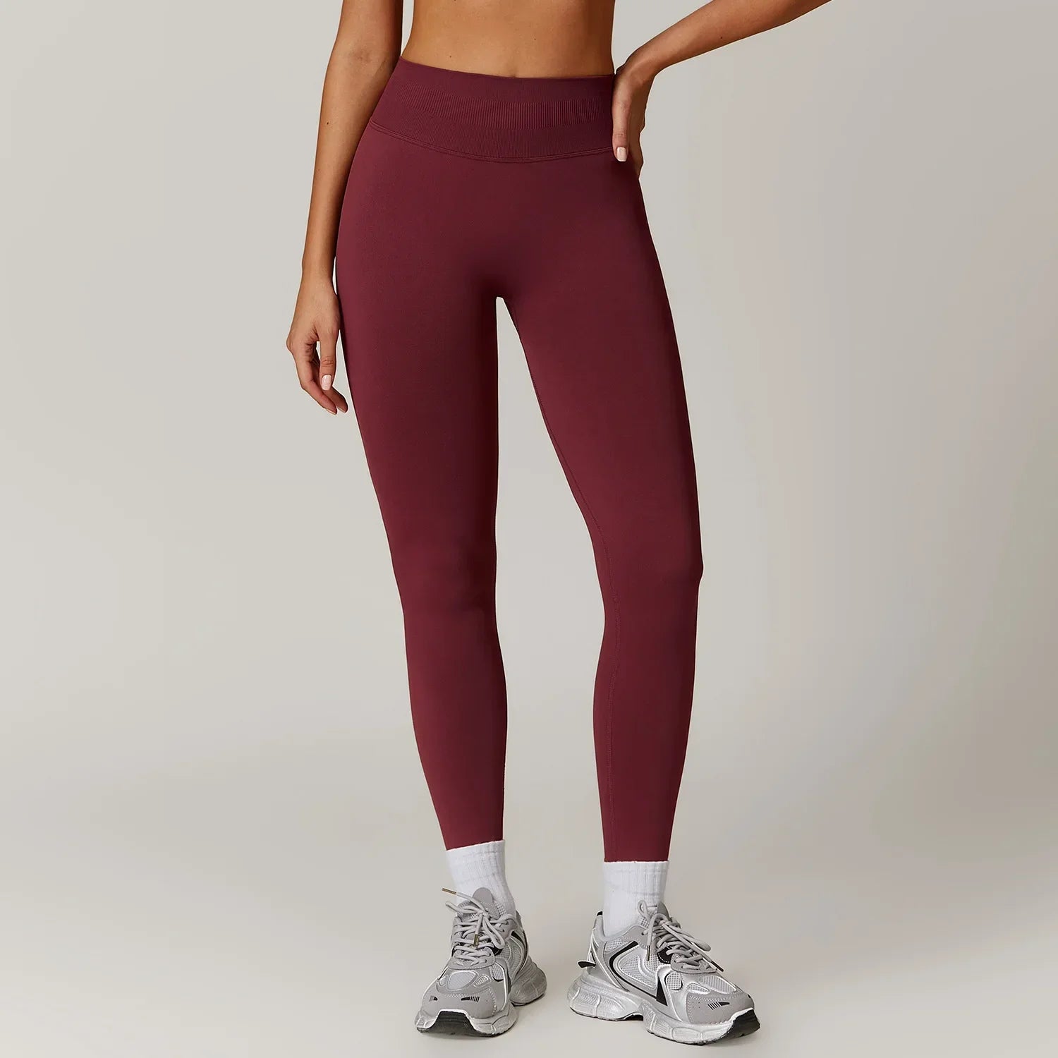 Customized LOGO women's peach buttocks seamless belly tight yoga pants running sports quick-drying fitness trousers - ATFH