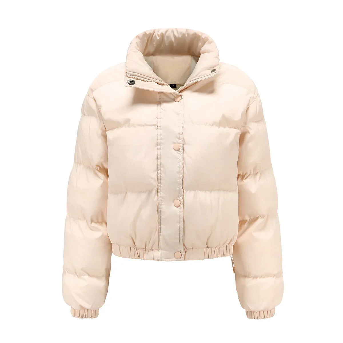 Women Parkas Turtleneck Full Sleeve Thick Coats Loose Short Coat Solid Zipper Solid Spliced Jackets Casual Office Lady ATFH