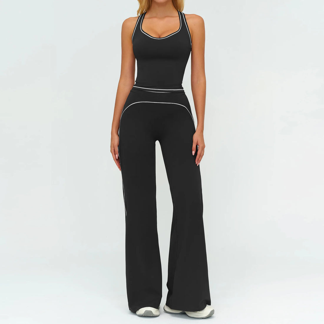 2PCS Yoga Set Gym Clothes Outdoor Sports Outfits Women Tracksuit Gym Fitness Suits Workout Long Sleeved Flared Pants Sportswear - ATFH